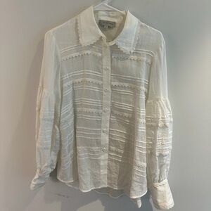 LeeMathews White Button-Up Blouse